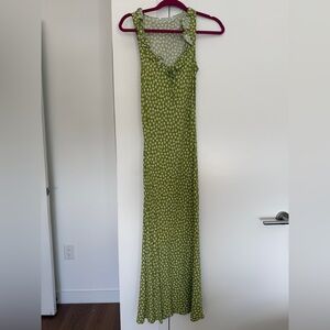 Reformation Olive Green Floral Maxi Slip Dress